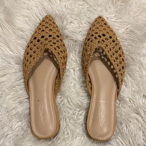 JOEI Behold Woven Leather Mule Pointed Toe Slip On Flat